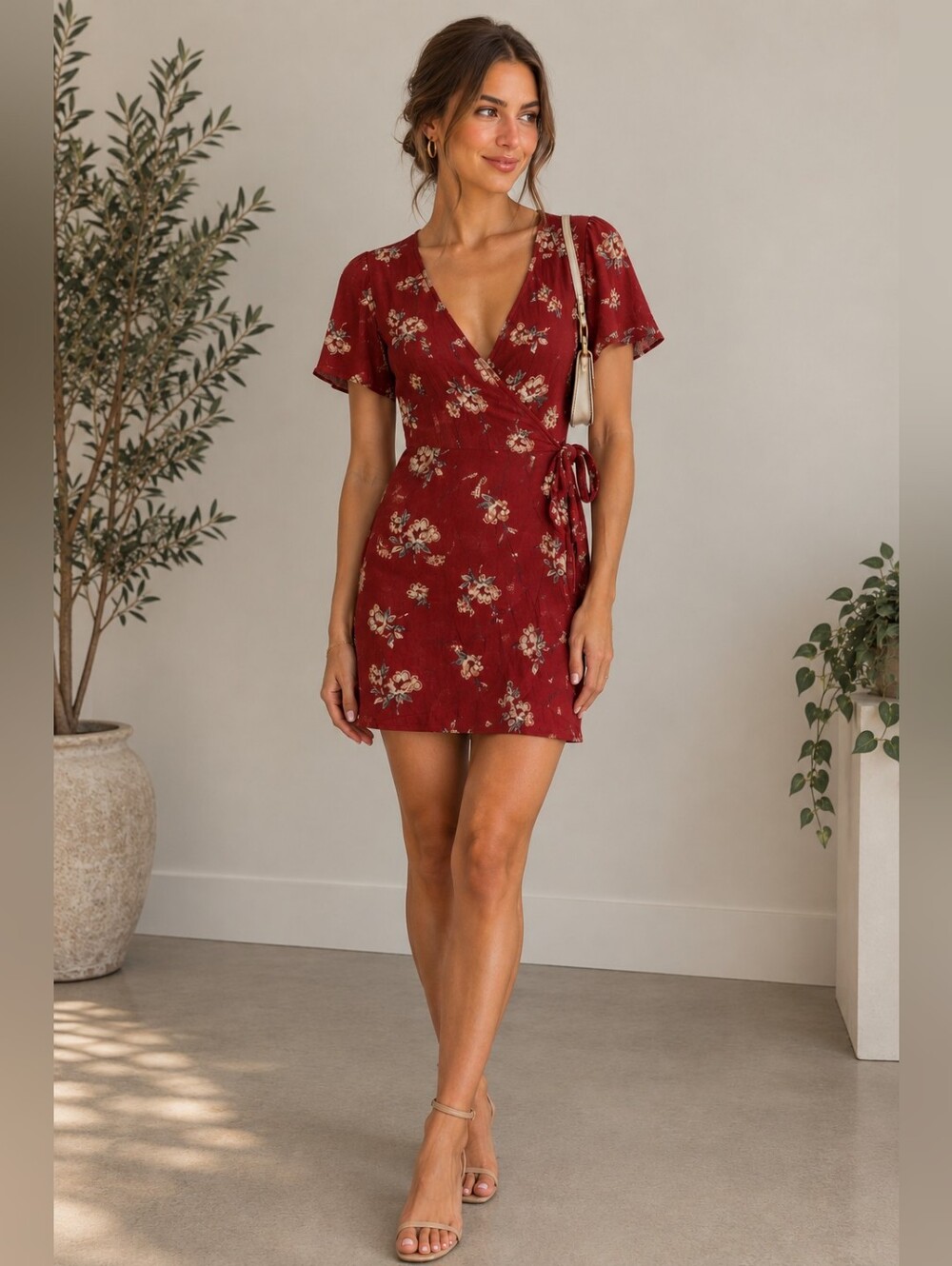 Hide And Seek Wrap Floral Mini Dress